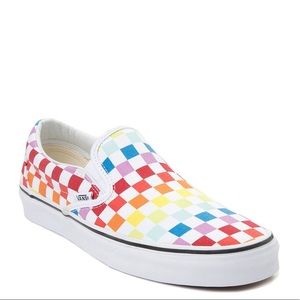 Checkered Rainbow Slip On Vans